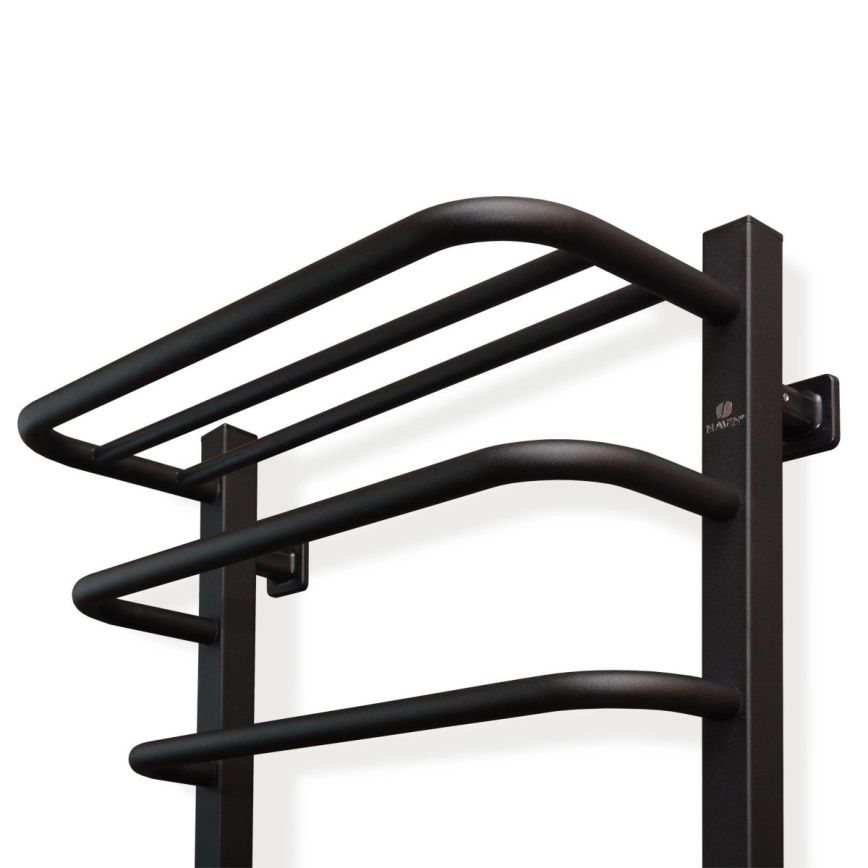 Elektrisk håndklædetørrer med termostat FORTIS 155 W, 80 x 48 cm, sort, venstrevendt