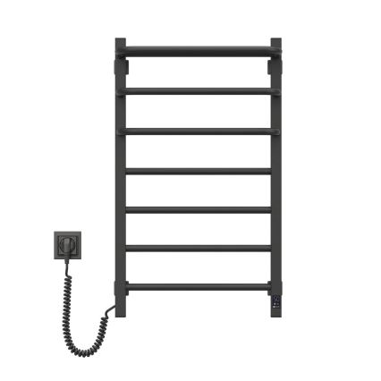 Elektrisk håndklædetørrer med termostat FORTIS 155 W, 80 x 48 cm, sort, venstrevendt