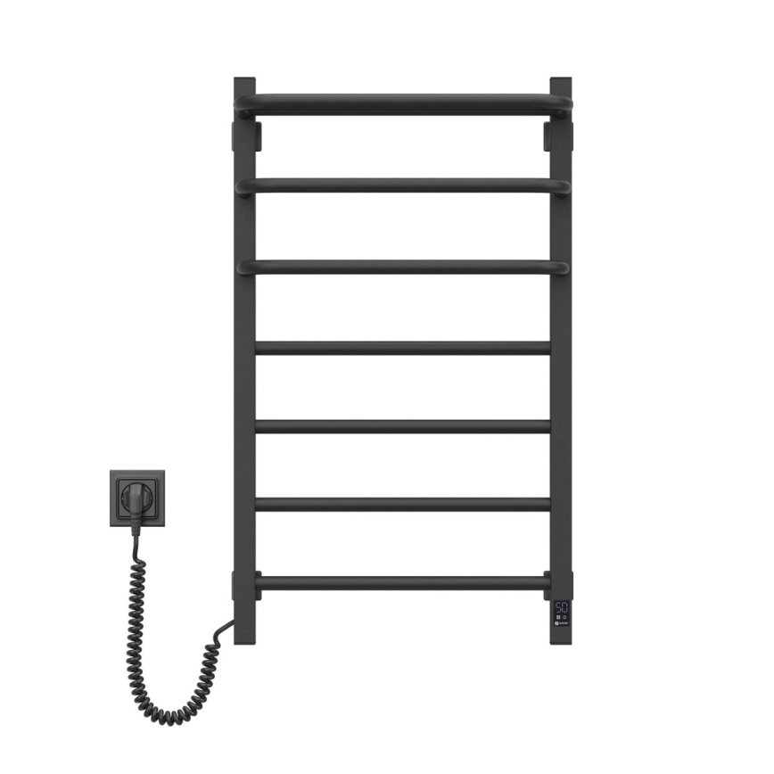 Elektrisk håndklædetørrer med termostat FORTIS 155 W, 80 x 48 cm, sort, venstrevendt