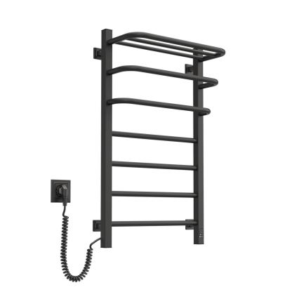 Elektrisk håndklædetørrer med termostat FORTIS 155 W, 80 x 48 cm, sort, venstrevendt