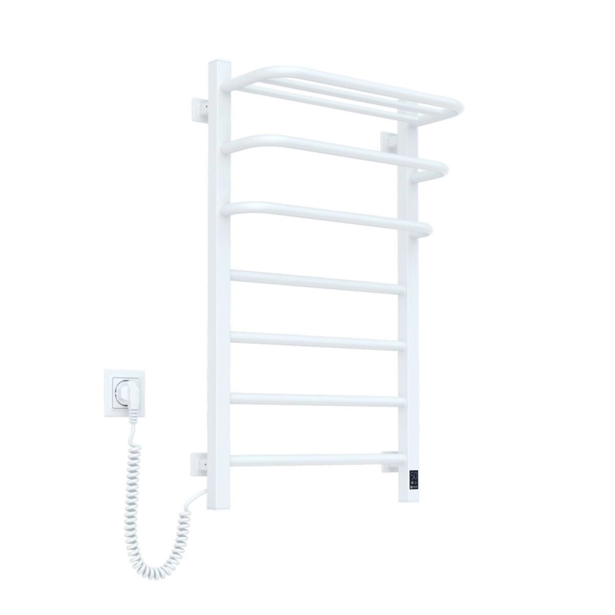 Elektrisk håndklædetørrer med termostat FORTIS 155W, 80 x 48 cm, hvid, venstrevendt
