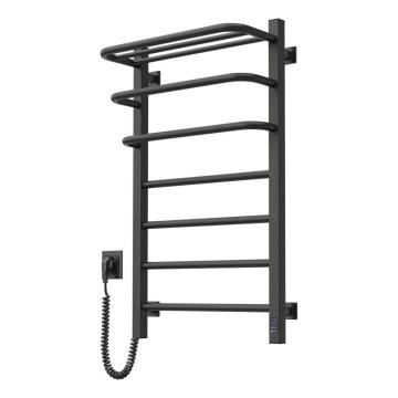 Elektrisk håndklædetørrer med termostat FORTIS 155W, 80 x 48 cm, IP44, sort, højre