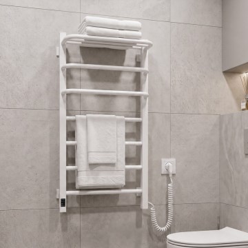 Elektrisk håndklædetørrer med termostat FORTIS 155W 80x48 cm hvid højre