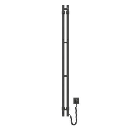 Elektrisk håndklædetørrer med termostat SILOUETTE 106W 150x9 cm, sort, højre