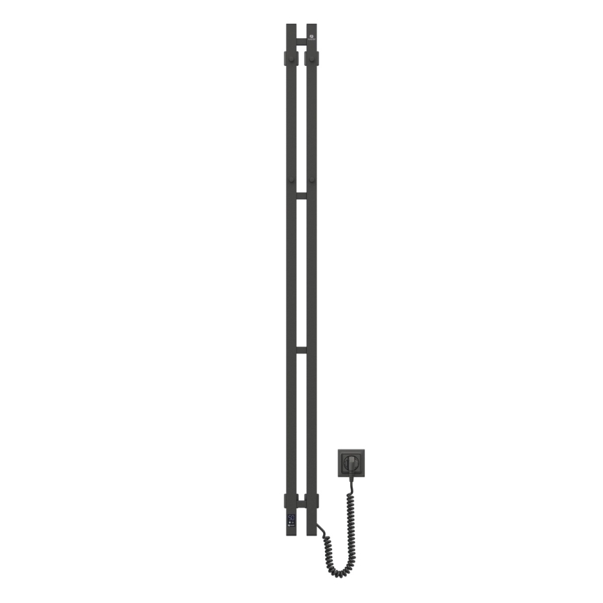 Elektrisk håndklædetørrer med termostat SILOUETTE 106W 150x9 cm, sort, højre