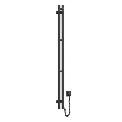 Elektrisk håndklædetørrer med termostat SILOUETTE 106W 150x9 cm, sort, højre