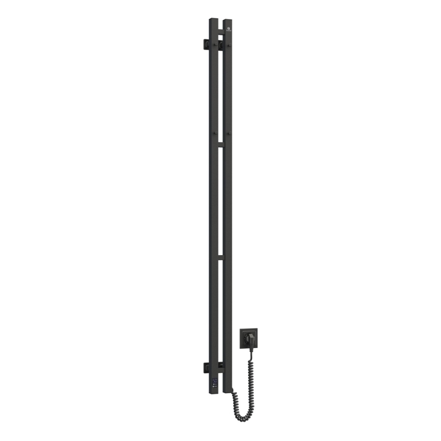 Elektrisk håndklædetørrer med termostat SILOUETTE 106W 150x9 cm, sort, højre