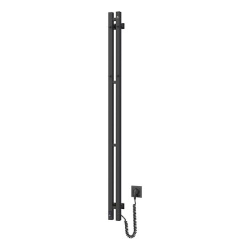 Elektrisk håndklædetørrer med termostat SILOUETTE 200W/230V 150,6 cm IP44, sort, højre