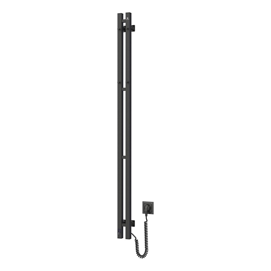 Elektrisk håndklædetørrer med termostat SILOUETTE 200W/230V 150,6 cm IP44, sort, højre
