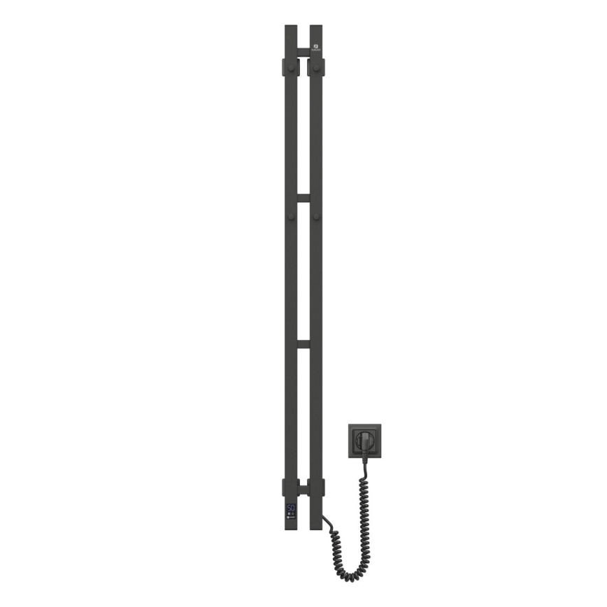 Elektrisk håndklædetørrer SILOUETTE med termostat, 70W, 120x9 cm, sort, højre