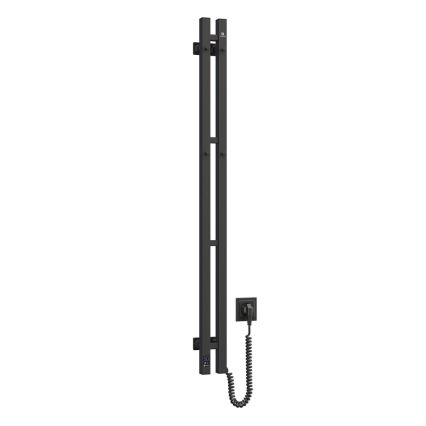 Elektrisk håndklædetørrer SILOUETTE med termostat, 70W, 120x9 cm, sort, højre