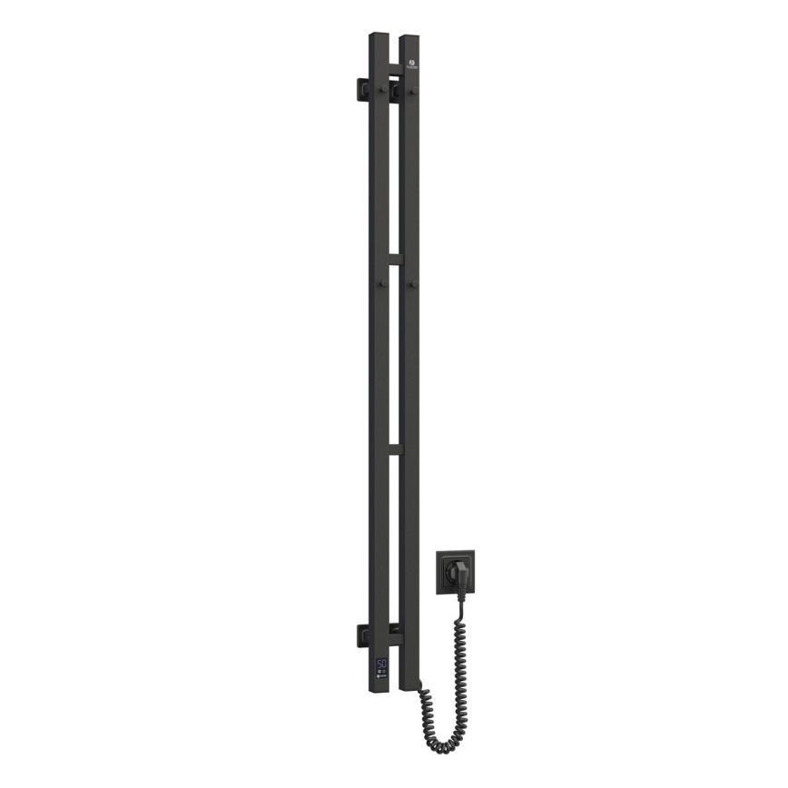 Elektrisk håndklædetørrer SILOUETTE med termostat, 70W, 120x9 cm, sort, højre