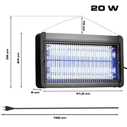 Elektrisk insektzapper 2x10W/230V 100 m²