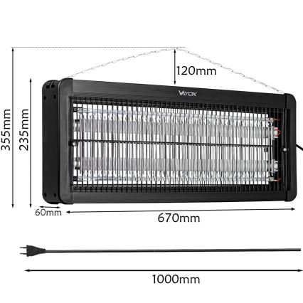 Elektrisk insektzapper 2x20W/230V 180 m²