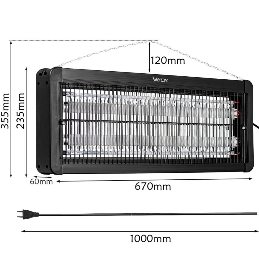 Elektrisk insektzapper 2x20W/230V 180 m²