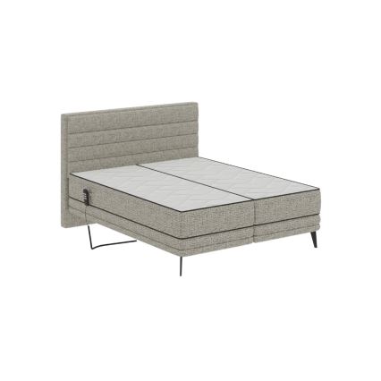 Elektrisk justerbar polstret seng med madrasser MILA 180x200 cm, grå