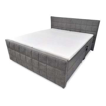 Elektrisk justerbar polstret seng med madrasser og topmadras HELEN 180x200 cm grå