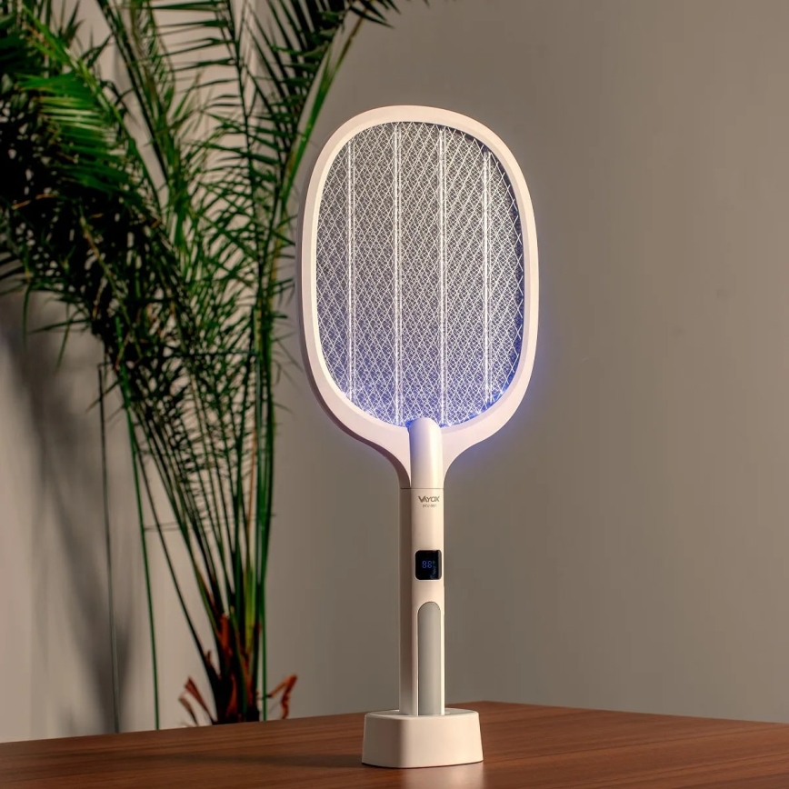 Elektrisk LED insektfælde 2-i-1 med LCD-display 1200 mAh/5V hvid