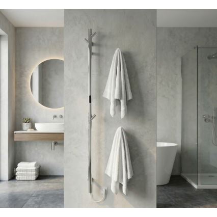 Elektrisk stangformet håndklædetørrer i poleret krom