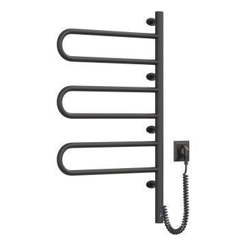 Elektrisk svingbar håndklædetørrer med termostat FOUETTE 100W 80x49 cm sort