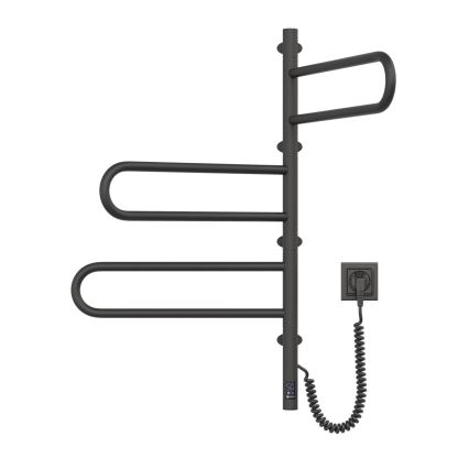 Elektrisk svingbar håndklædetørrer med termostat FOUETTE 100W 80x49 cm sort