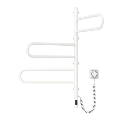Elektrisk svingbar håndklædetørrer med termostat FOUETTE 120W 80x49 cm hvid