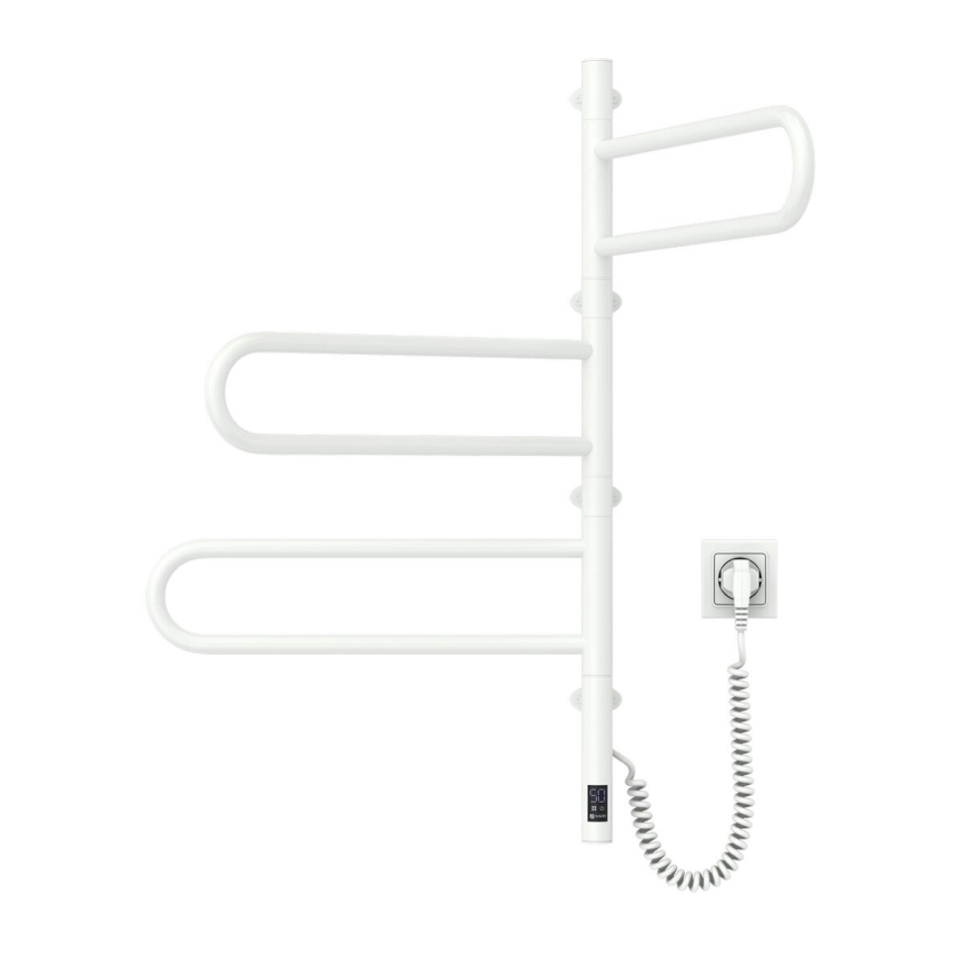 Elektrisk svingbar håndklædetørrer med termostat FOUETTE 120W 80x49 cm hvid