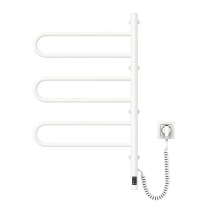 Elektrisk svingbar håndklædetørrer med termostat FOUETTE 120W 80x49 cm hvid