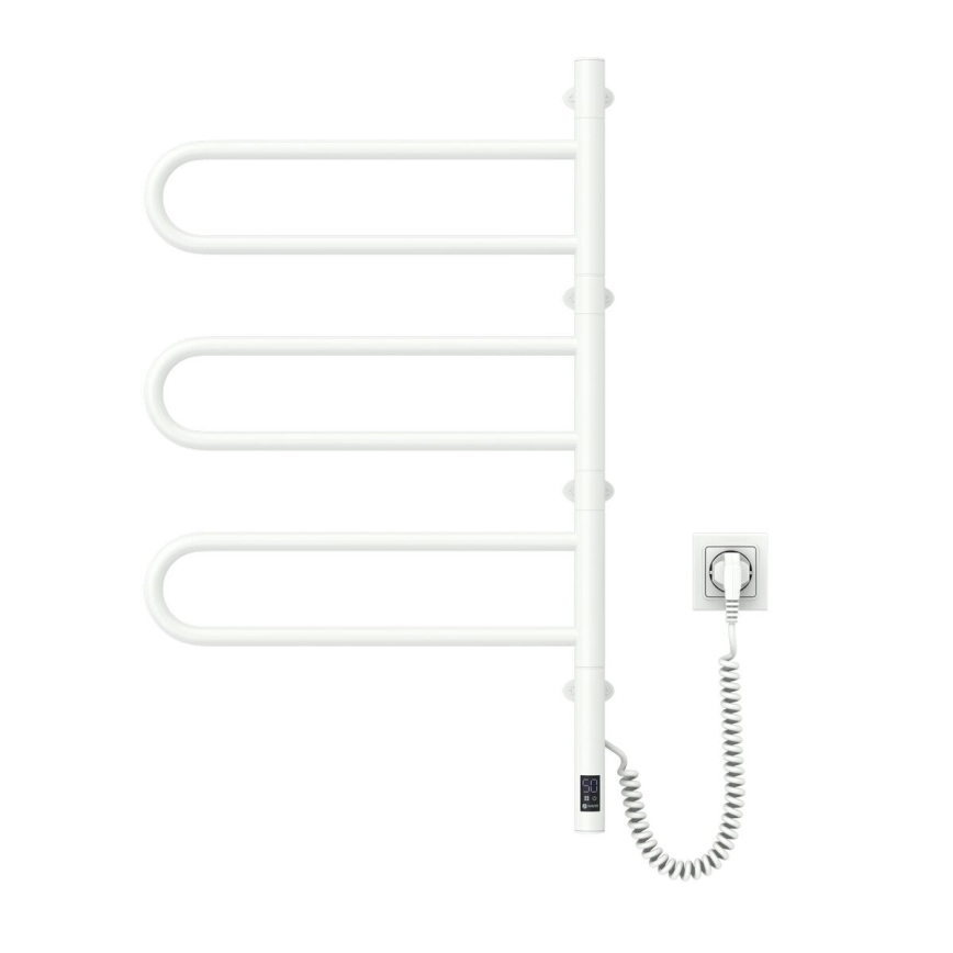 Elektrisk svingbar håndklædetørrer med termostat FOUETTE 120W 80x49 cm hvid