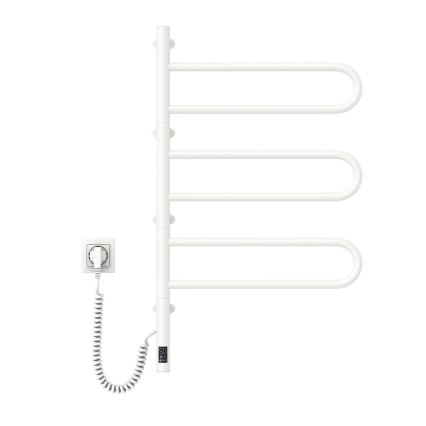 Elektrisk svingbar håndklædetørrer med termostat FOUETTE 120W 80x49 cm hvid