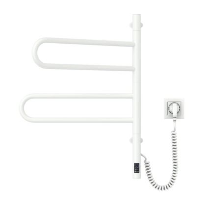 Elektrisk svingbar håndklædetørrer med termostat FOUETTE 60W 65X49 cm hvid
