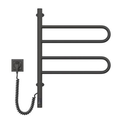 Elektrisk svingbar håndklædetørrer med termostat FOUETTE 60W 65x49 cm sort