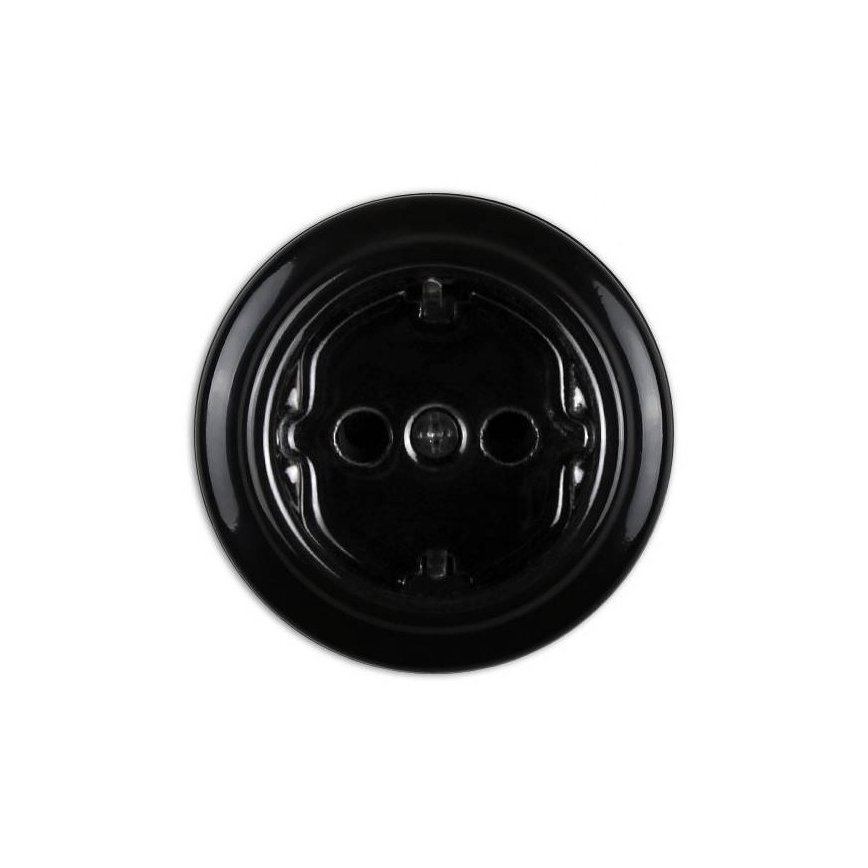 Elhard - Dobbelt keramisk retro-vægudtag til hjemmet med ramme, SCHUKO 230 V, sort