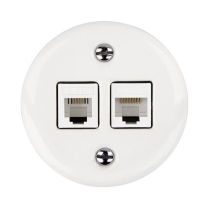 Elhard - Keramisk retro dataudtag 2x RJ45 hvid