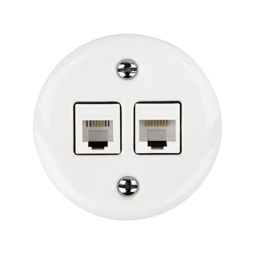 Elhard - Keramisk retro dataudtag 2x RJ45 hvid