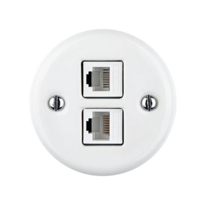 Elhard - Keramisk retro dataudtag 2x RJ45 hvid