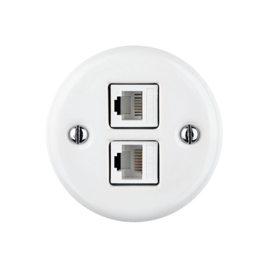 Elhard - Keramisk retro dataudtag 2x RJ45 hvid