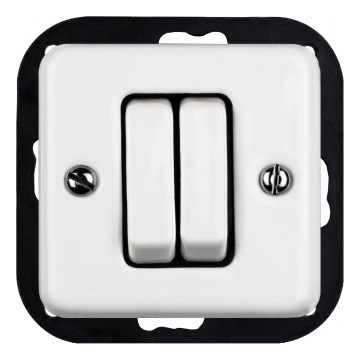 Elhard - Keramisk retro dobbelt trappeafbryder uden ramme nr. 6+6 hvid