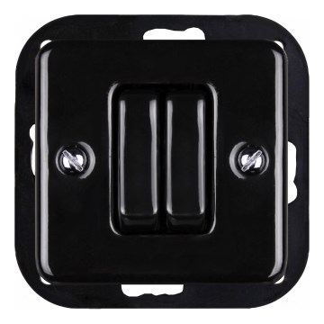 Elhard - Keramisk retro dobbelt trappeafbryder uden ramme nr. 6+6 sort