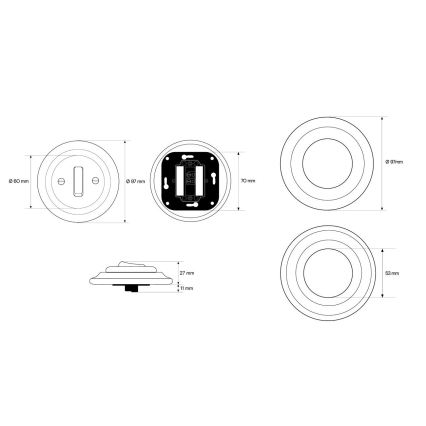 Elhard - Keramisk retro enkel afbryder med ramme č. 1 hvid