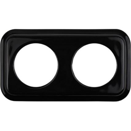Elhard - Keramisk retro enpolet afbryder nr. 1 og SCHUKO-stikkontakt 230 V med sort ramme