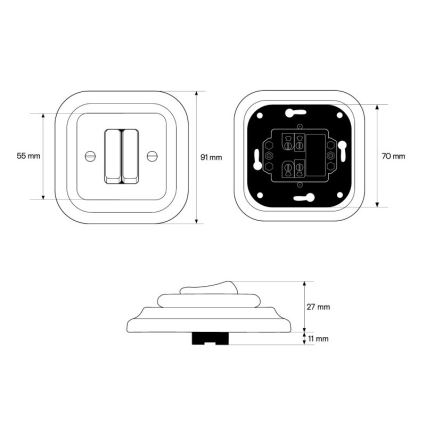 Elhard - keramisk retro jalousibetjening, rammeløs, hvid