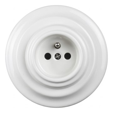 Elhard - Keramisk retro stikkontakt til boligen med ramme 230V hvid