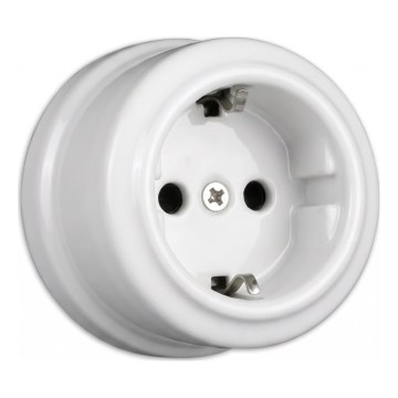 Elhard - Keramisk retro stikkontakt til boligen SCHUKO 230V hvid