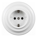 Elhard - Keramisk retro stikkontakt til hjemmet med ramme SCHUKO 230V hvid