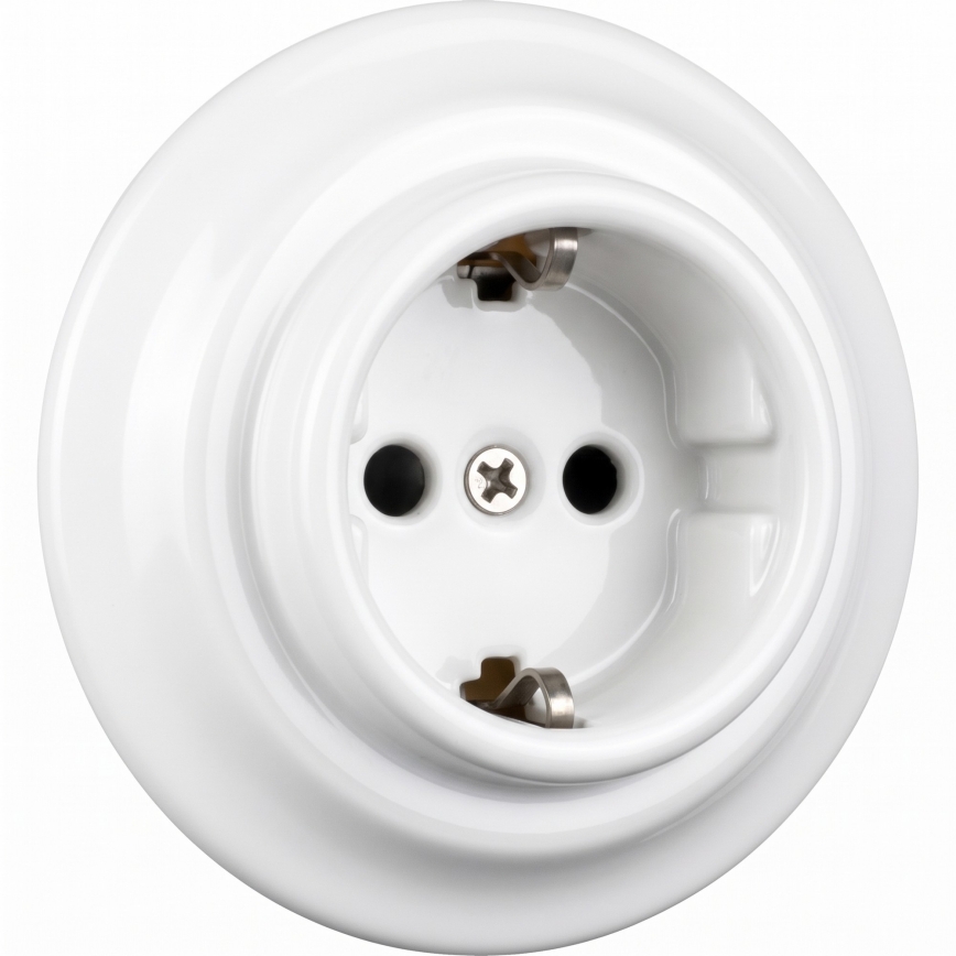 Elhard - Keramisk retro stikkontakt til hjemmet med ramme SCHUKO 230V hvid