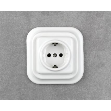 Elhard - Keramisk retro-stikkontakt til hjemmet med SCHUKO-ramme 230V hvid