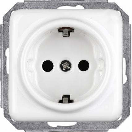 Elhard - Keramisk retro-stikkontakt til hjemmet med SCHUKO-ramme 230V hvid