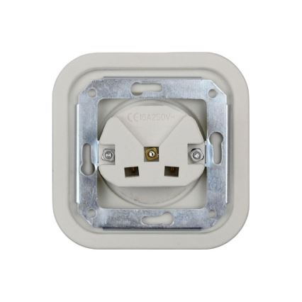 Elhard - Keramisk retro-stikkontakt til hjemmet med SCHUKO-ramme 230V hvid