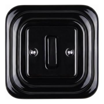 Elhard - Keramisk retro trappekontakt med ramme nr. 6, sort
